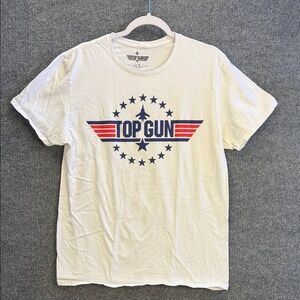 Top Gun Men's White Graphic Logo Tee Large